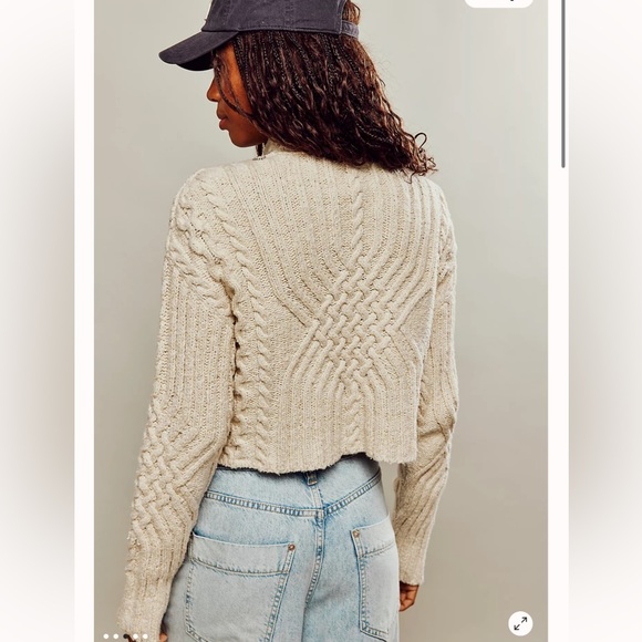 Free People Icicle Embellished Chandeliers Mock Neck Cropped Sweater - Picture 2 of 7